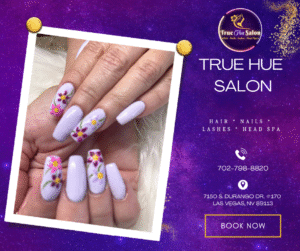 Gel manicure, acrylic nails, and custom nail art designs at True Hue Salon