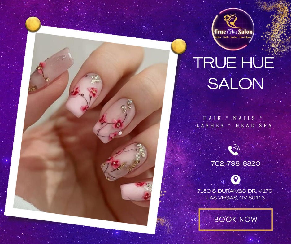 Acrylic nail extensions applied at nail salon 89113