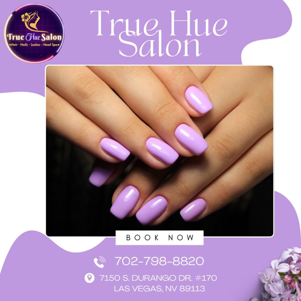 Classic manicure with natural nail polish at nail salon 89113